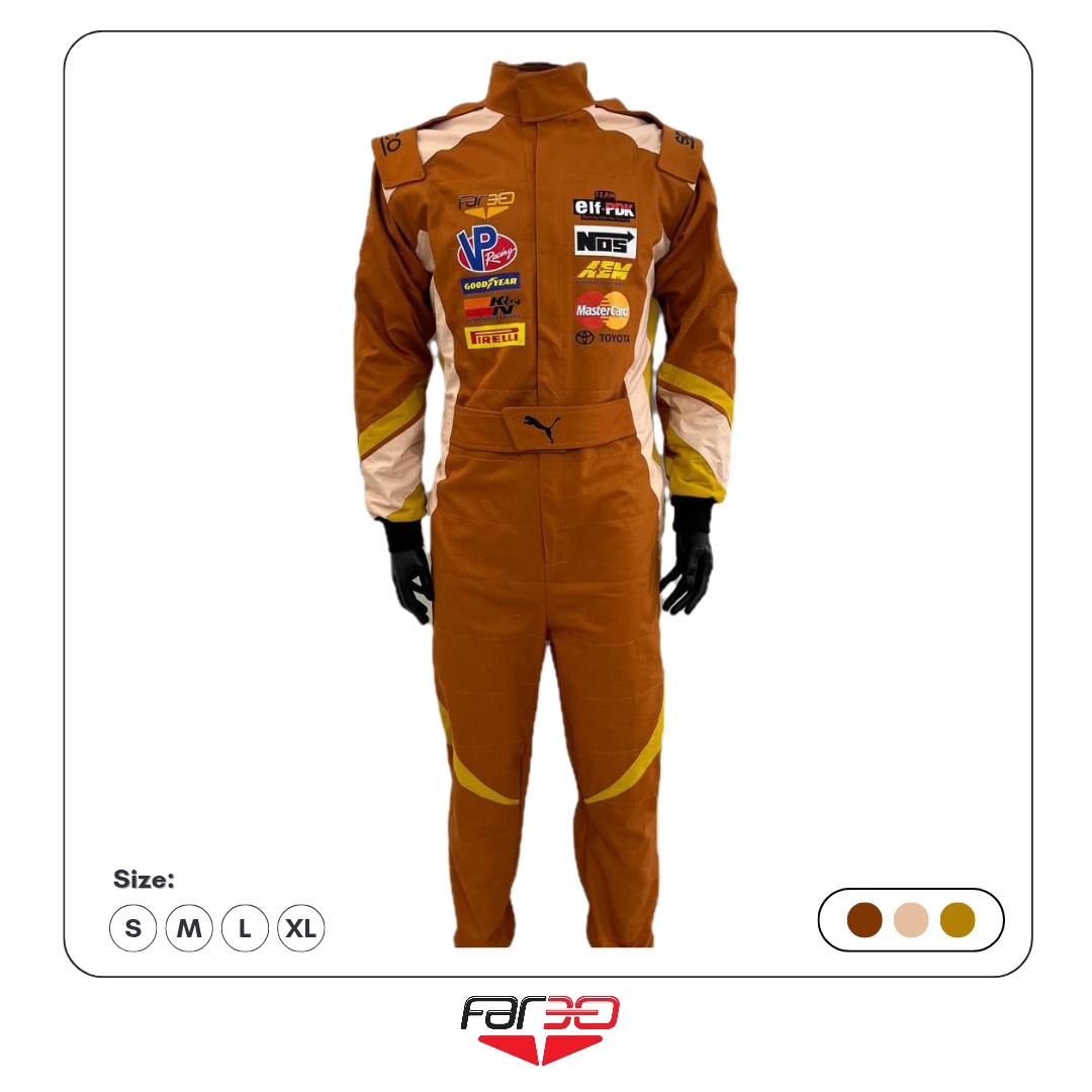 لباس اتومبیل رانی قهوه ای
